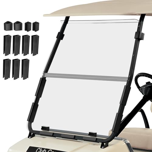 Pare-brise voiturette de golf DS résistant aux chocs et pliable pour cadre carré 2.5cm
