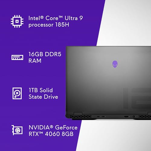 Alienware m16 R2 Gaming Laptop, AI Enabled Processor Intel Core Ultra 9 185H, 16GB, 1TB SSD, NVIDIA RTX 4060, 8 GB GDDR6, 16" (40.6cm) QHD+ 240Hz,... - Image 2