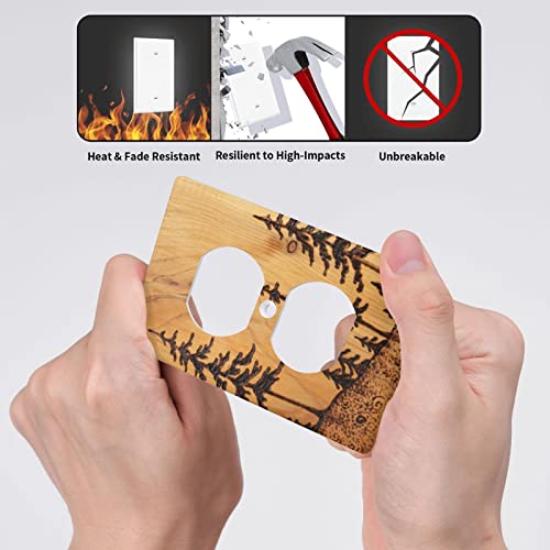 Hoibixe Pine Tree Wood Grain Light Switch Cover Duplex Outlet Decorative Funny Plastic Wall Plate Covers Outlet Cover Decor Print #TOP4