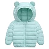 JUTHWYA Fall Winter Coats for Baby Boys Girls Kids Toddler Light Puffer Down Jacket with Hoods Infants Outerwear Mink Green 6-12 Months