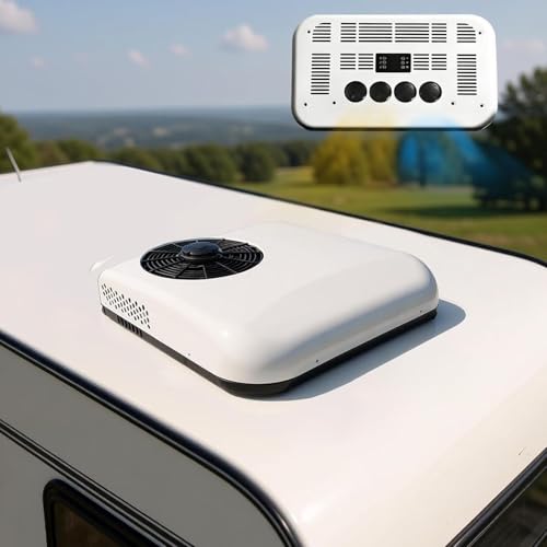 Aire Acondicionado de Techo para Autocaravanas con Refrigeración, Silencioso y de Bajo Perfil, Sin Conductos, para Autocaravanas, Camiones, Caravanas, Furgonetas y Tractores