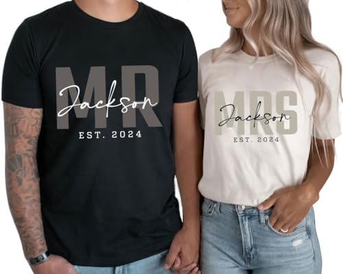 Personalized Mr Mrs Shirts, Bride Groom Shirt, Husband Wife Shirts, Bride Tshirt, Just Married Shirt, Honeymoon Outfits2