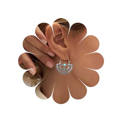 Allereya Vintage Turquesa Pendientes Colgantes Tribal Totem Gota Medio Circulo Pendientes Colgantes Pendientes Oro En Forma Abanico Semi Circulo Pendientes Joyas Para Mujeres Y Niñas (oro)