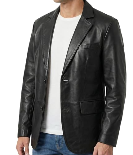 Image of Decrum Mens Leather Blazer - Real Lambskin Stylish Casual Leather Blazer Jackets for Men