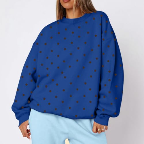 Polka Dot Sweatshirts for Women Fleece Oversized Trendy Sweat Shirts - image 3