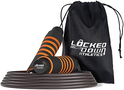 Skipping Rope Adult Fitness - Rapid Ball Bearing Jump Rope with Memory Foam Handles - Adjustable Tangle Free Steel Boxing Skipping Rope - Home and Gym Exercise Fitness Equipment for Women and Men