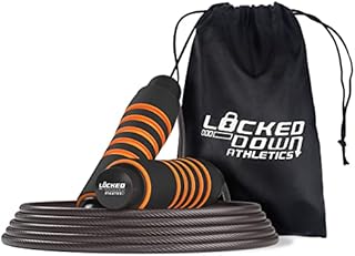 Skipping Rope Adult Fitness - Rapid Ball Bearing Jump Rope with Memory Foam Handles - Adjustable Tangle Free Steel Boxing Skipping Rope - Home and Gym Exercise Fitness Equipment for Women and Men