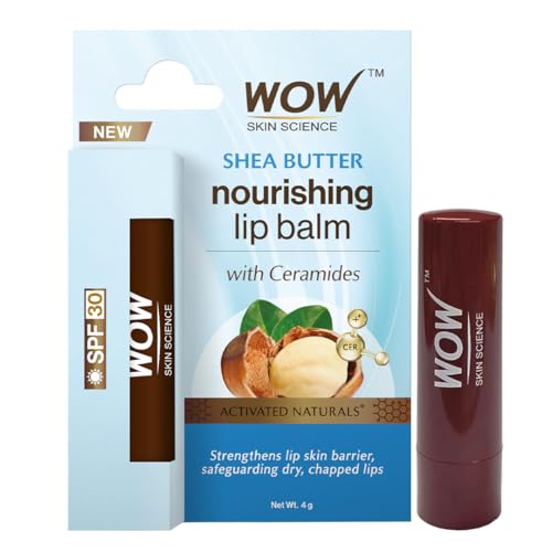 Image of WOW Skin Science Shea Butter Nourishing Lip Balm with Ceramides - Hydrating Lip Balm for Dry, Chapped Lips | Strengthens Lip Skin Barrier | SPF 30 | 4g