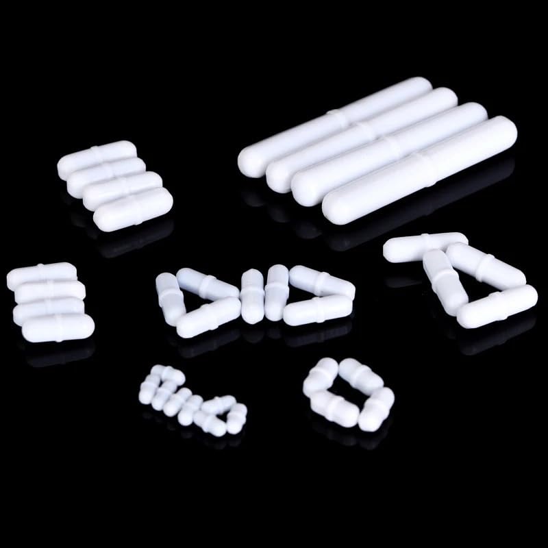 Agitador magnético de PTFE de 10 Uds., varillas agitadoras de politetrafluoroetileno en forma for uso en laboratorio(B700(D10xL70mm))