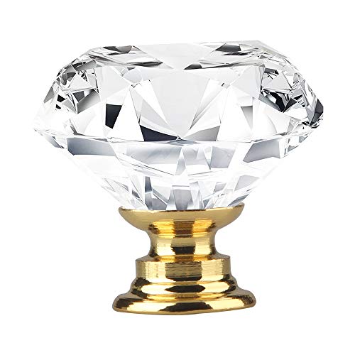 Tomorotec [Set Of 12 30Mm Clear Crystal Diamond-Shaped Glass Cabinet Drawer Pulls With Golden Base And Screws - Elegant Cupboard Knobs For Kitchen, Bathroom, Dresser And Wardrobe (1.2 Inch/30 Mm) #TOP1