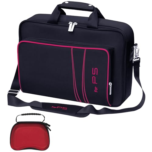 omarando Gaming Console Carrying Case,Compatible with PS5 or PS5 Slim,Travel Carrying Bag for Game Controller and Accessories,Included Controller Protective Box