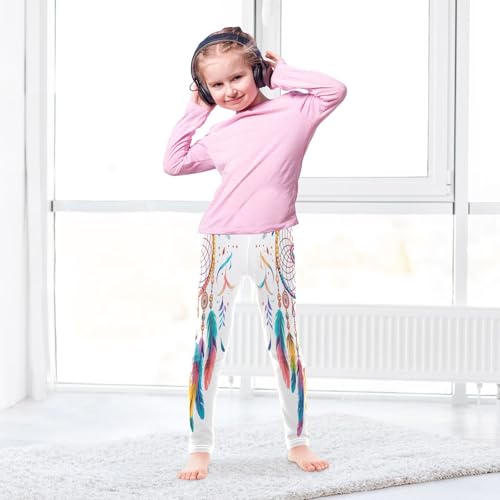 Bolaz Toddler Girls Leggings Printed Yoga Pants Leggings Colorful Feather Dreamcatcher for Kids4