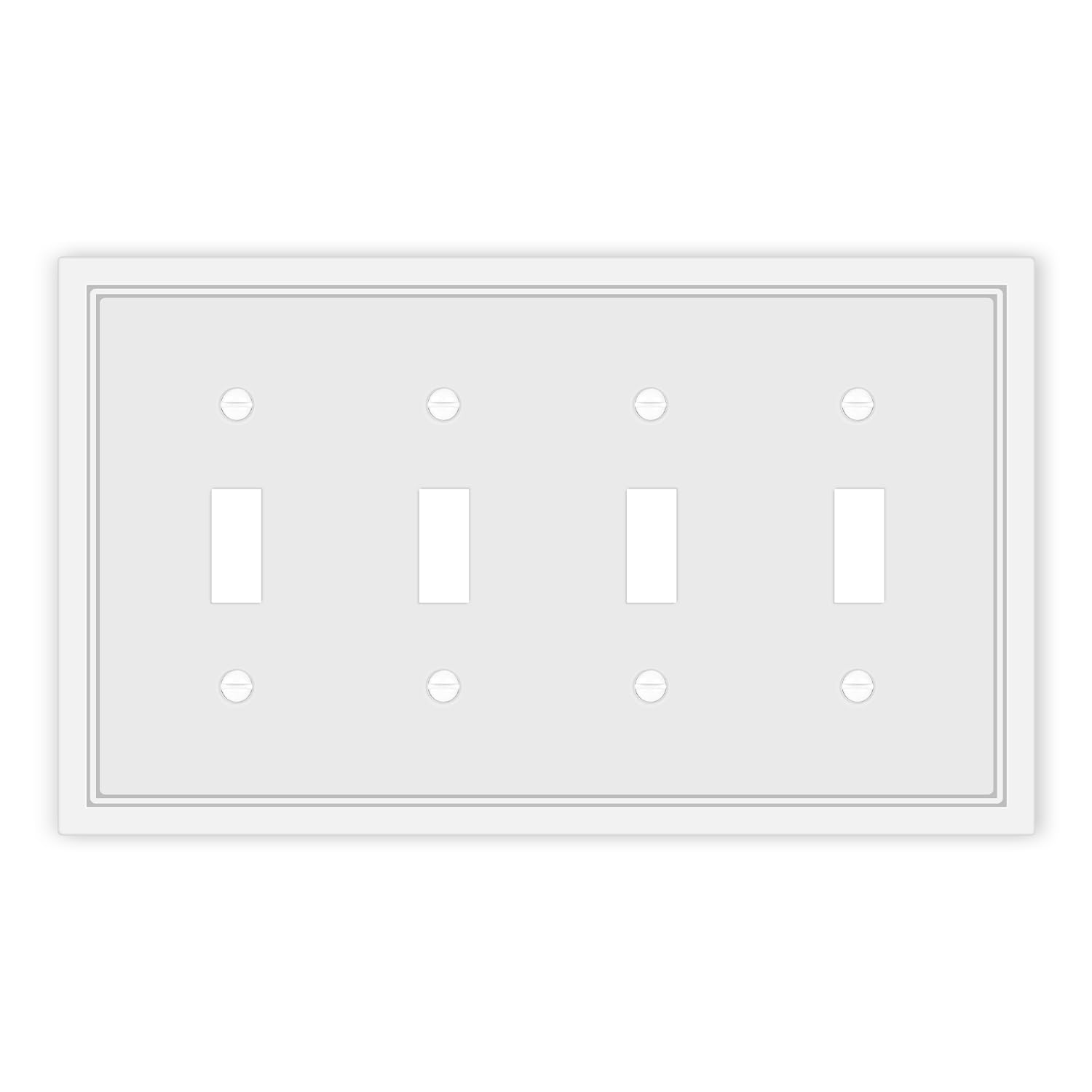 Quad Toggle Light Switch Cover Plate White Classic Decorative Light Switch Plates Cover 4Gang