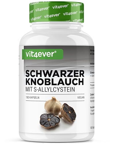 Extracto de Ajo Negro 15:1 - 180 Cápsulas con 750 mg - Premium: Con S-Allylcysteine (SAC) - Fermentado - Sin olor - Altamente dosificado - Vegano