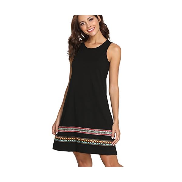 Romwe-Womens-Summer-Boho-Sleeveless-Embroidered-Hem-Loose-Casual-Tank-Dress ROMWE Women's Summer Boho Sleeveless Embroidered Hem Cotton Loose Casual Tank Dress Black L