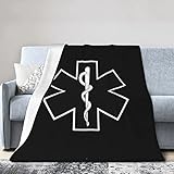 Qauirfe American Flag EMS Star of Life EMT Throw Lightweight Blankets Bed Sofa Warm Cozy Fluffy Throw Plush 50'X40' Blanket