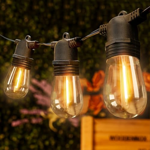 Ollny Outdoor String Lights, 25 FT Waterproof Connectable Patio Lights with 9+1 Shatterproof S14 Bulbs(1 Spare), Outside Hanging Light for Balcony, Porch, Yard, Garden, Backyard