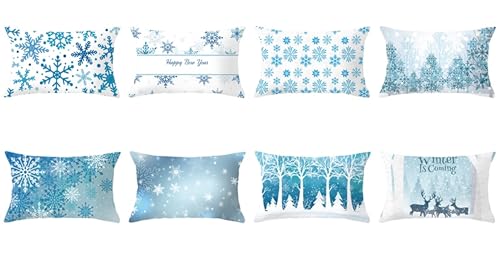 Housses de coussin de Noël lavables bleu vert pour canapé propre