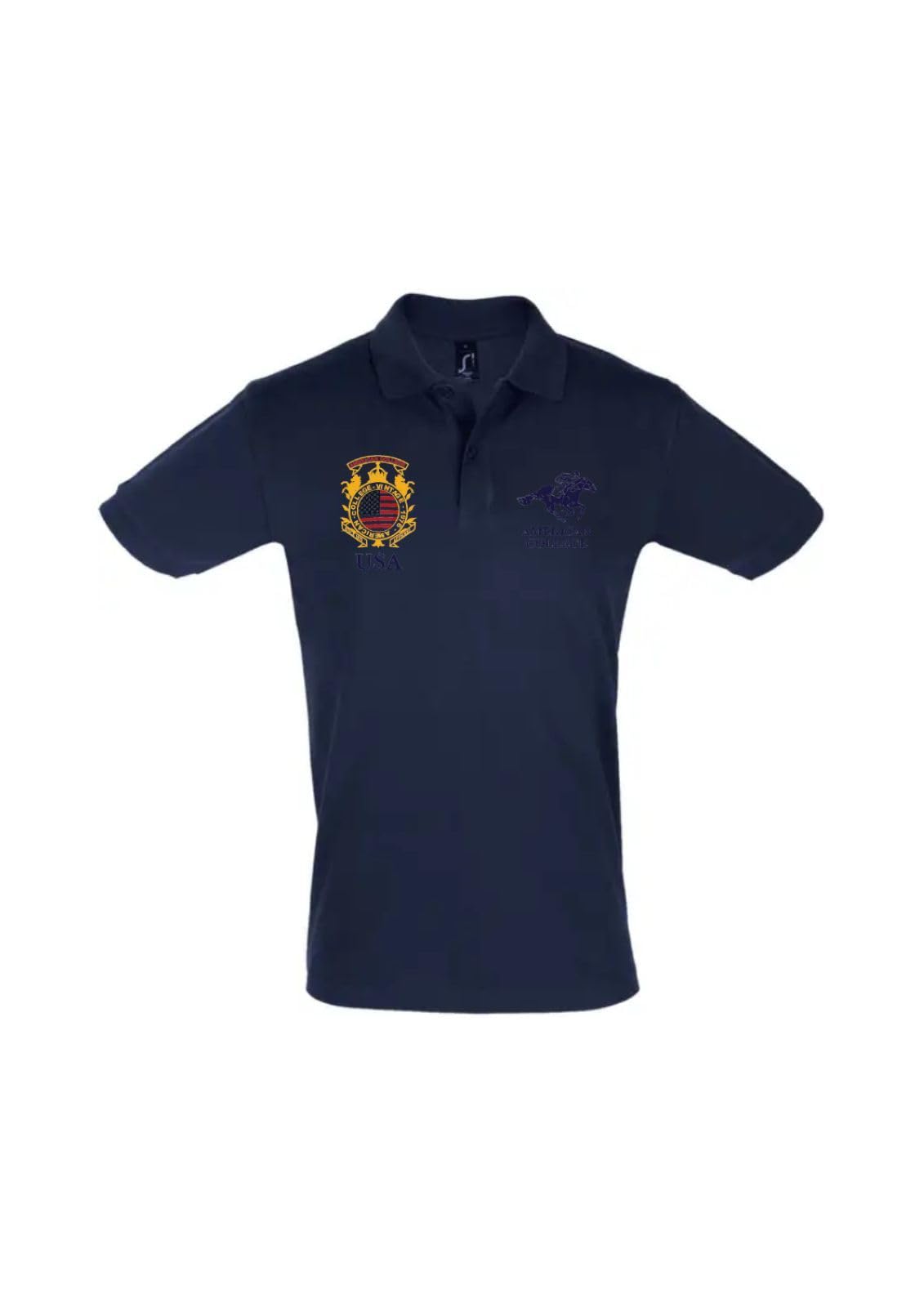 AMERICAN COLLEGE USA Unisex Polos Manches Courtes Hommes Femmes Polo Shirt, Bleu Marine,