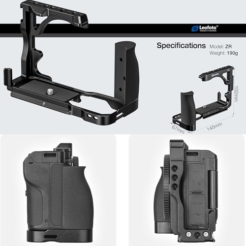 Image of Leofoto Camera Cage for Nikon ZR w Silicone Grip,Aluminum Alloy Camera Cage w Anti-Twist Design,Compatible with Arca,Multiple 1 /4 inch-20 & 3 /8 inch-16 ARRI accessory for microphones, monitors, LED lights,etc
