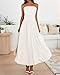 BTFBM Summer Maxi Dresses for Women 2026 Strapless Ruched Tube Top Beach Vacation Spring Wedding Guest Dress Pockets (White, Medium)