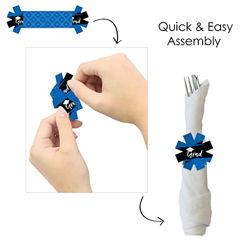 Big Dot Of Happiness Blue Grad - Best Is Yet To Come - Royal Blue Graduation Party Paper Napkin Holder - Napkin Rings - Set Of 24 #TOP3