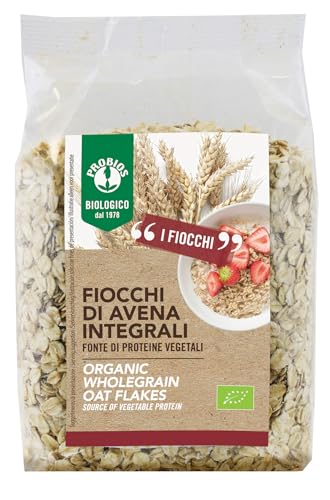 Probios Fiocchi di Avena Integrale Bio - Avena Integrale - Fonte di Proteine ​​e Ricco di Fibre - per Adulti e Bambini - Avena per Porridge e Colazione - 500g