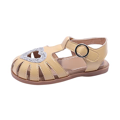 Toddler Girl Sequins Decorated Sandals Hollow Heart Closed Toe Open Heel Sandals Cute Beach Casual Sandals