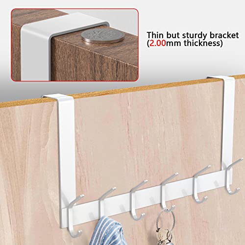 Yumore Over The Door Hooks, Heavy Duty Over Door Hanger Stainless Steel For Coats Robes, Hanging Towel Rack Back Of Bathroom Bedroom Door, Long Arms Easy Reach, White #TOP2