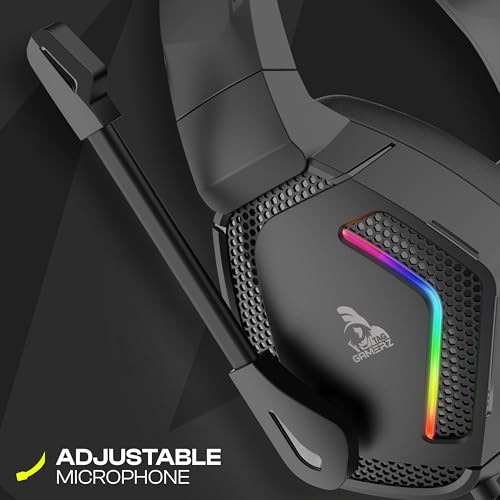Image of TAG Gamerz Victor RGB Black Over-Ear Gaming Headphone Headset | Soft Ear Cups | 50mm Driver| 3.5mm Audio | 7 Color Breathing RGB with USB | 2m Braided Cable | Adjustable Mic for Calling | Mute Button