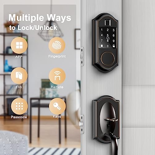 Narpult Smart Lock, Electronic Smart Deadbolt, Keyless Entry Door Lock,Fingerprint Door Lock With Keypad, Smart Door Locks For Front Door-Locking, Smart Locks For Home/Apartment (Oil Rubbed Bronze) #TOP1