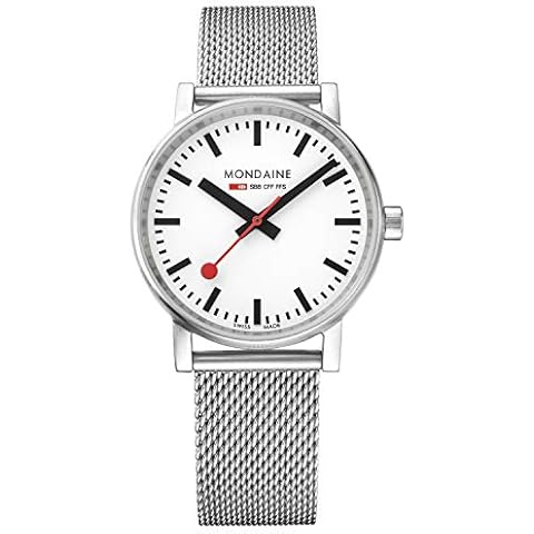 Mondaine Evo2 MSE.35110.SM Mens and Womens Watch 35mm - Official Swiss Railways Wrist Watch Silver Steel Strap 30m Water Resistant Sapphire Crystal Cover