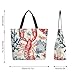 Muishi Lobsters Corals Seaweed Canvas Tote Bag Large Women Casual Shoulder Bag Handbag Reusable Beach Shopping Grocery Bag For Outdoors
