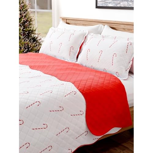 Quilt Set Twin/TXL Size - Christmas Quilts - Christmas Trees 4, 68 x 86 | 2 Piece Set, Lightweight Comforter w/ 1 Pillow Sham, Coverlet Blanket for All Seasons, Xmas Festive Winter Holiday B