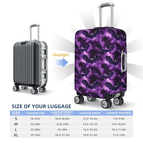Purple Bat Print Travel Luggage Covers, Washable Suitcase Covers Protector for Luggage 18-32 Inch High Elasticity2