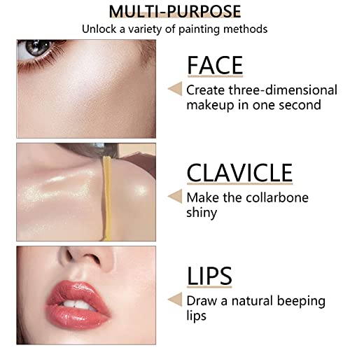 Face Highlighter Makeup Palette Kit, Shimmer Glitter Highlight Contouring Palette Natural Nude Shiny Contour Highlight Makeup Illuminator Highlighter Concealer Palette With Brush (Champagne Gold) #TOP1