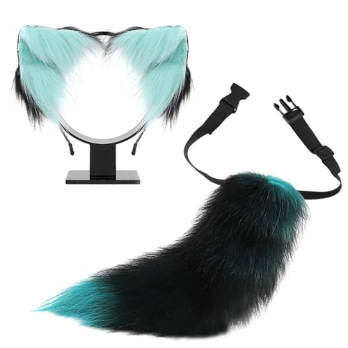 Costume d'animal en peluche avec oreilles et queue pour cosplay