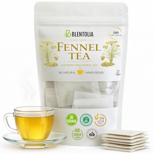 Blentolia Fennel Seed Tea Bags – 30 Count – Herbal Tea for Digestion, Bloating & Wellness – Caffeine-Free & Naturally Soothing