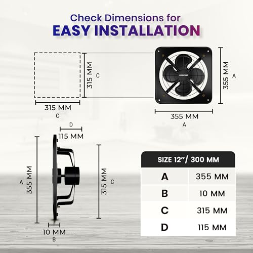 Image of Colorbot Exoz BLDC Metal Exhaust Fan 300mm (12 inches) for Kitchen | 12W | Energy Efficient | Easy Installation | 100% Copper Motor | 3 Years Warranty (Charcoal Black) (New Launch)