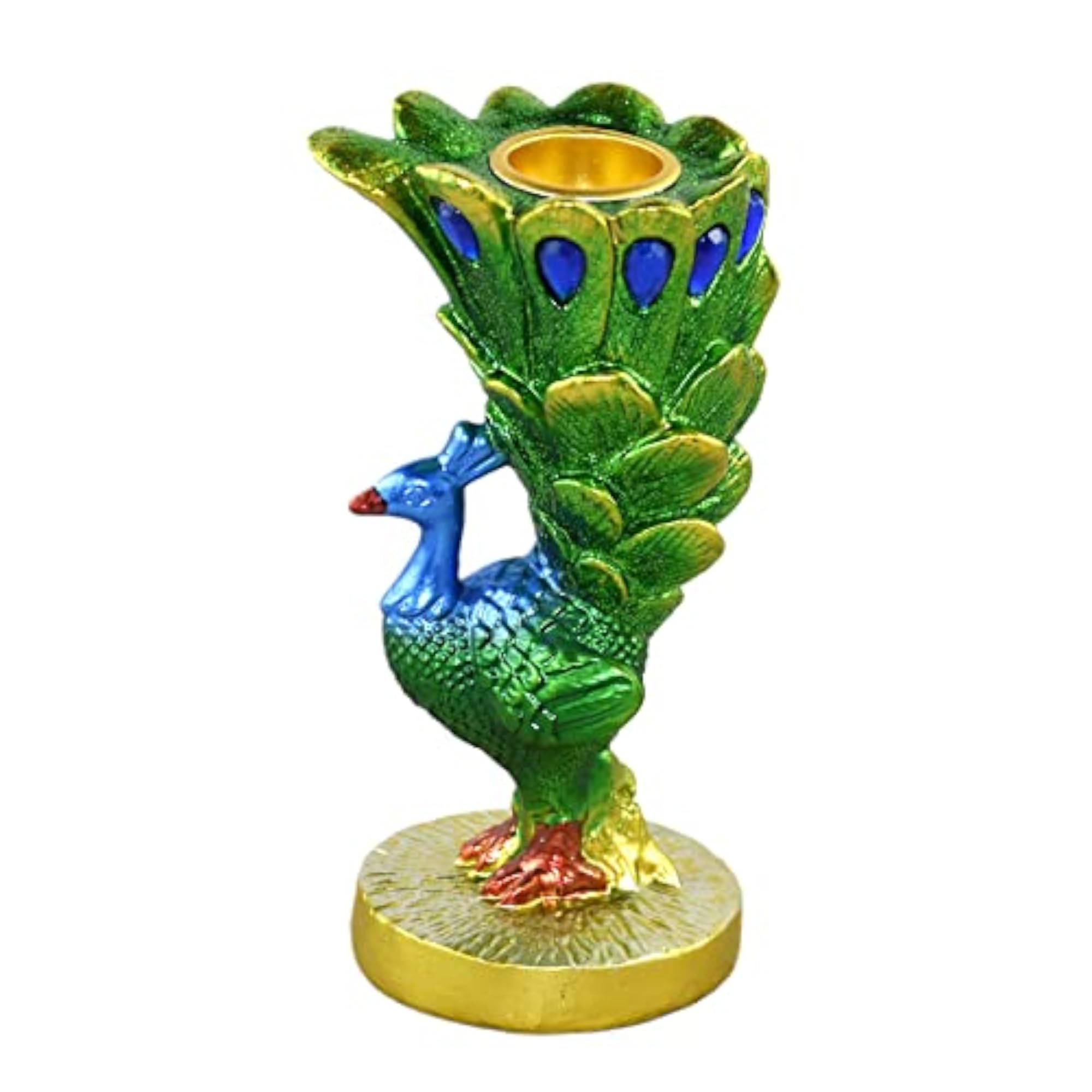 Peacock Candle Holder Sculpture for Table Centerpiece