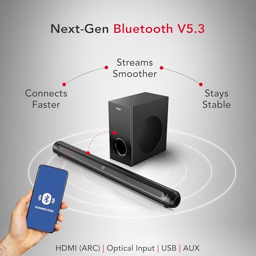 Image of AKAI Soundbar 120W RMS with Remote - 1 Year Warranty | 2.1 Channel Bar with 5.25 inch Sub-Woofer | 3D Sound Effect, LED Display, HDMI ARC,EQ Modes | Supports TV & Smartphone (SigmaX-120 Pro)