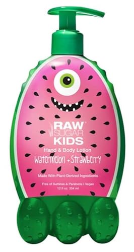 a g RS Raw Sugar Kids Watermelon and Strawberry Hand & Body Lotion. Made with Plant-Derived Ingredients. Sulfates and Parabens Free. Vegan. 12 Fl Oz. (1 Pack)