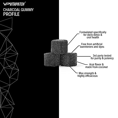 Premium Grade Activated Charcoal Gummies - Coconut Charcoal Supplements For Detox Support, Oral Health, Stomach & Digestion - Safe For Kids - No Bloat Vegan Gummy - Natural Acai Flavor (60 Count) #TOP2