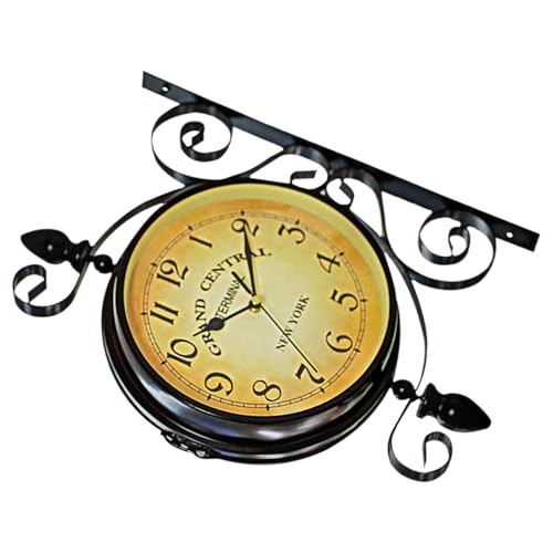 Horloge murale à double face vintage métal rotation 360