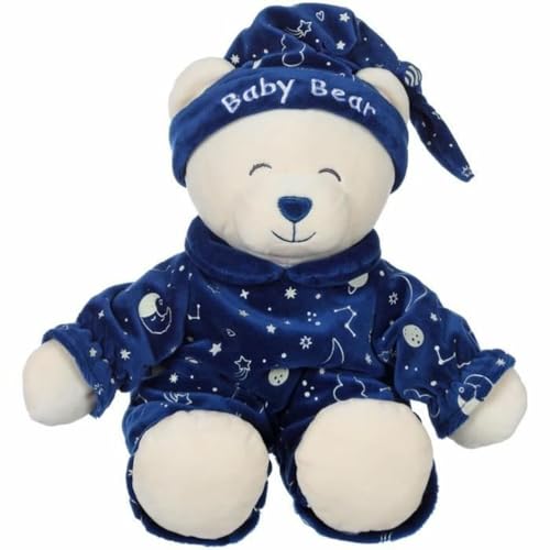 Gipsy Toys - Baby Bear Glow in The Dark Peluche pour Enfant Brille dans la Nuit 056175, Bleu, 25 cm