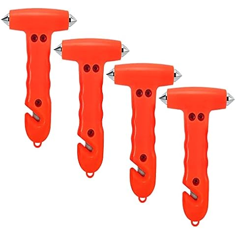 LOYMR 4 PCS Car Safety Hammer Auto Car Window Glass Hammer Breaker and Seat Belt Cutter Escape 2-in-1 for Rescue & Emergency Escape Tools Cover