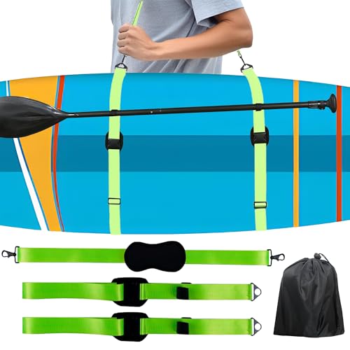 Correa de Transporte Tabla de Sup, Accesorios Paddle Surf con Bolsa con Cordón, Correa de Transporte de Sup Manos Libres, para Tabla de Remo, Tabla de Surf, Canoa, Kayak
