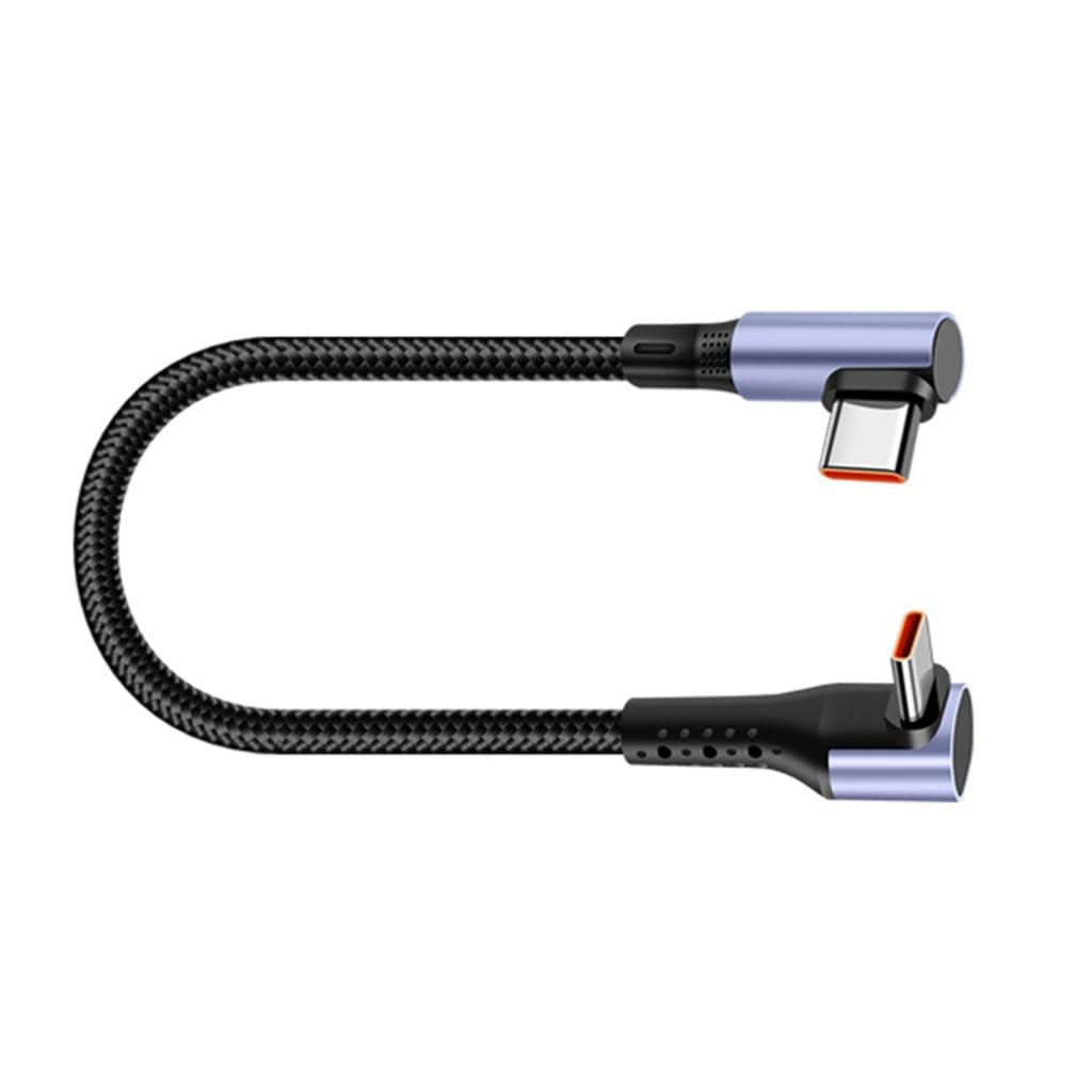 Elnwnnkc 15/25/50cm 66W 90 Degree Elbow Short Cable Type C to Type C Fast Charging Data Cord for Power Case