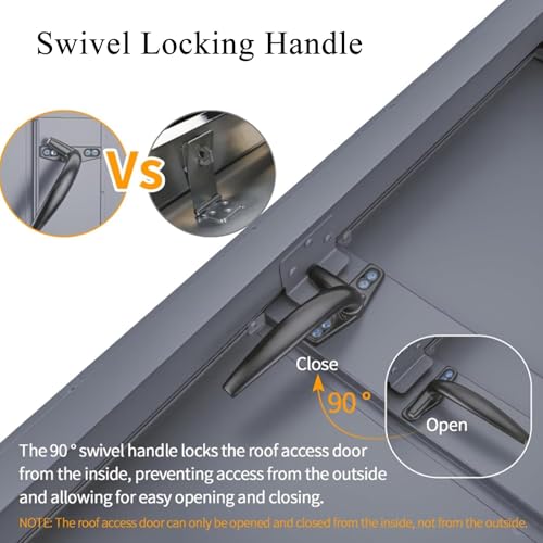Puerta de acceso de seguridad para techo comercial con mango bloqueable de acero 5