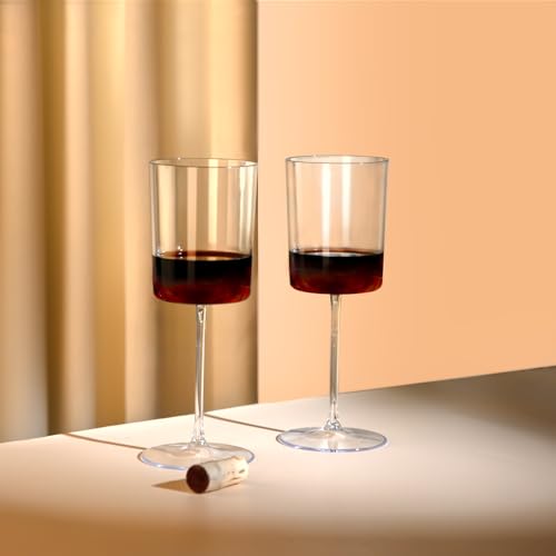 Ciaell 12 Pack Clear Plastic Wine Glasses - 14Oz Plastic Wine Glasses with Stem - Disposable Stemmed Wine Glasses Perfect for Parties & Weddings & Outdoors & Valentine\'s Day